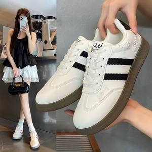 Baskets en daim blanc de <span class=keywords><strong>style</strong></span> allemand <span class=keywords><strong>vintage</strong></span> pour femmes, chaussures de sport décontractées, semelles épaisses, lacets, souples, printemps automne, étudiantes - Product Image 4