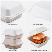 Boîte à hamburger en bagasse de canne à sucre biodégradable personnalisée, emballage alimentaire