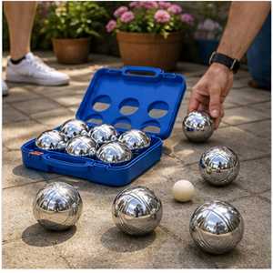 <span class=keywords><strong>Jeu</strong></span> <span class=keywords><strong>de</strong></span> boules <span class=keywords><strong>de</strong></span> <span class=keywords><strong>pétanque</strong></span> en métal électroplaqué avec étui en plastique pour pelouse, jardin et fêtes <span class=keywords><strong>de</strong></span> famille - Product Image 1