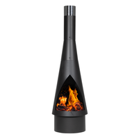 Cheminée autoportante conique noire mate avec cheminée conique pour salon intérieur, foyer en métal durable