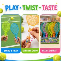 Bonbons en forme de raquette de tennis, couleurs vives assorties, jouet en plastique en forme de raquette avec bonbons à bulles pour enfants, confiserie