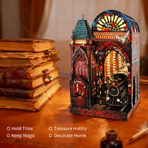 Hamaileon - Rompecabezas de Madera, Estación de Tren Mágica, Inserto para Librería, Manualidades Góticas en Miniatura, Kit de Modelo con Luz LED, Regalo - Product Image 5