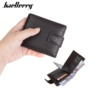 กระเป๋าสตางค์ผู้ชายแบบสั้น Baellerry สีดำกาแฟ ลายลิ้นจี่ ตัวล็อคแม่เหล็ก ช่องใส่บัตรหลายช่อง ใช้ได้ทุกวัน - Product Image 1