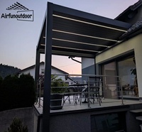 Pergola motorisée Airfun pour extérieur, toutes saisons, en MDF écologique, système de toiture motorisé, imperméable, pavillon de jardin, lames orientables