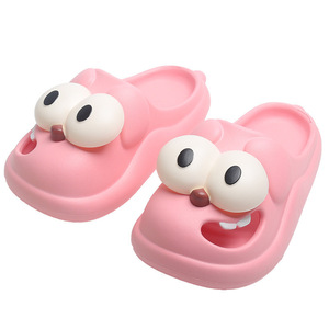 Ciabatte da donna con design a cane cartone animato dagli occhi grandi, per casa e interni, estive, con suola spessa, massaggianti e traspiranti - Product Image 1