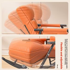 Kursi goyang logam santai tunggal Modern bebas sandaran untuk dewasa desain populer untuk rumah Bar balkon ruang tamu - Product Image 3