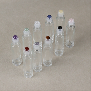 Vente chaude verre Transparent 10ml cristal de guérison pierres semi-précieuses naturelles huile essentielle pierres précieuses bouteilles à bille roulante - Product Image 6