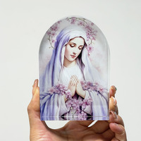 Presse-papiers en forme d'arche de saint imprimé coloré en cristal, cadeau religieux tendance de la mode en gros, cadeau de baptême MH-TF0329