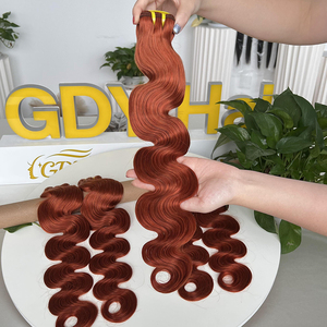 GDY # Extensioni di <span class=keywords><strong>capelli</strong></span> umani 350 Ginger Orange 12A, vergini vietnamiti con cuticole allineate, in fasci con onda naturale - Product Image 4