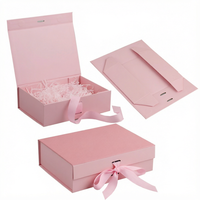 Boîte cadeau en carton rigide rose personnalisable, ruban, gaufrage, impression de logo, estampage à chaud |   Emballage de luxe pour bougies