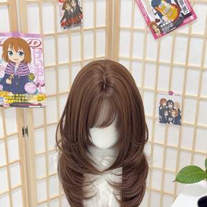 Perruque longue bouclée Puff Dodo, brun chocolat, avec frange latérale, ligne de cheveux naturelle, couvre-tête complet - Product Image 5