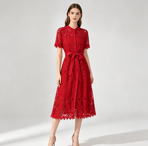 Robe trapèze en dentelle à taille empire pour <span class=keywords><strong>femme</strong></span>, sans manches, avec fente, élégante <span class=keywords><strong>tenue</strong></span> de soirée d'été - Product Image 1