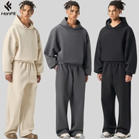 Ensemble streetwear en polyester et coton HONFIT, coupe ample et lourde, sweat-shirts et pantalons de survêtement pour hommes, logo personnalisé, ensembles surdimensionnés pour hommes