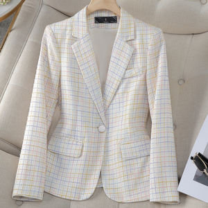 Nuevo Traje Femenino a Cuadros de Primavera Otoño, Estilo Retro, Blusas Informales <span class=keywords><strong>Bonitas</strong></span> y Pequeñas, Blazers Populares para <span class=keywords><strong>Mujer</strong></span> Este Año - Product Image 4