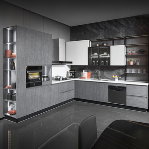 OPPEIN - Juego de Muebles de Cocina Modernos en Forma de L de <span class=keywords><strong>Melamina</strong></span> Gris, <span class=keywords><strong>Alacena</strong></span>, Armario - Product Image 6