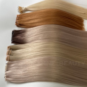 ผมต่อแบบไร้รอยต่อ Jasmine Russian Virgin Human Hair Extensions Invisible Genius Weft ผมแท้ 100% แบบ Double Drawn ตัดแต่งและย้อมสีได้ - Product Image 2