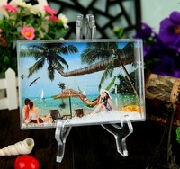 Vente chaude 4*6 pouces Rectangle eau boule à neige résine acrylique cadre Photo Souvenir de mariage cadeau fabriqué