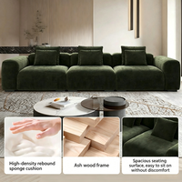 Canapé d'angle trois places de luxe moderne français en tissu chenille avec coussins écologiques et durables, petite taille, vente en gros