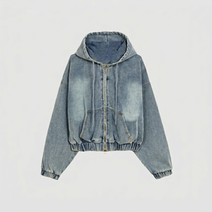 เสื้อฮู้ดเดนิมคุณภาพพรีเมียมสำหรับผู้ชายพร้อมกระเป๋าจิงโจ้ - Product Image 3