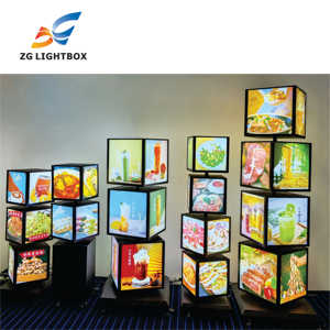 Boîte à lumière rotative LED à quatre faces, 115 cm-187 cm, support au sol, cadre métallique, étanche, forme rectangulaire, pour <span class=keywords><strong>menu</strong></span> publicitaire à 2-4 niveaux - Product Image 1