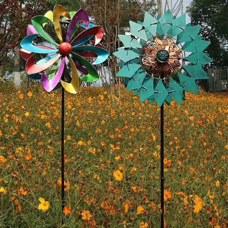 Decorazioni per il cortile del giardino artigianato in ferro decorazione del paesaggio del mulino a vento in metallo fatto a mano