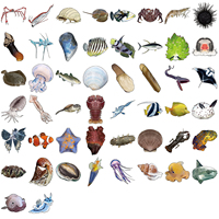 50 autocollants en PVC imperméables à thème animaux marins de dessin animé, autocollants décoratifs DIY pour ordinateur portable, bagages, cadeaux pour adultes