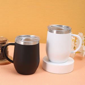 12 oz Stainless Steel <strong>Wine</strong> <strong>Tumbler</strong> with Handle Coffee Cup with Lid - Product Image 6