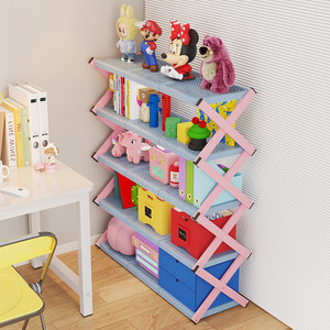 Kids Storage Shelf 3 Tier <b>Foldable</b> Bookshelf With Toy Organizer For Bedroom <b>Desk</b> Organization Multifunctional Storage Rack - Product Image 3