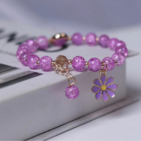 Nouveaux bracelets en cristal de verre à la mode, fleurs colorées pour le bricolage, style simple pour les étudiantes, filles, joli bracelet chaîne de bijoux