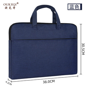 Oukeqi Canvas <b>Document</b> <b>Bag</b> A4 Size 38x30.5cm Large Capacity Business Meeting Laptop Case Gray Blue Black Red - Product Image 4