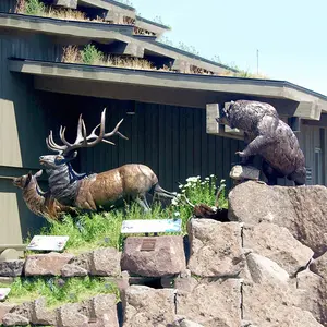 D & Z decorazione animale all'aperto di alta qualità bronzo di grandi <span class=keywords><strong>dimensioni</strong></span> <span class=keywords><strong>alce</strong></span> con orso scultura - Product Image 1