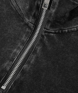 Sudadera de Cuello Alto <span class=keywords><strong>con</strong></span> Cierre de <span class=keywords><strong>Cremallera</strong></span> de un Cuarto, Lavada al Ácido, Vintage, Transpirable, Informal, <span class=keywords><strong>con</strong></span> Logotipo Personalizado Estampado, 100% Algodón de Punto - Product Image 6