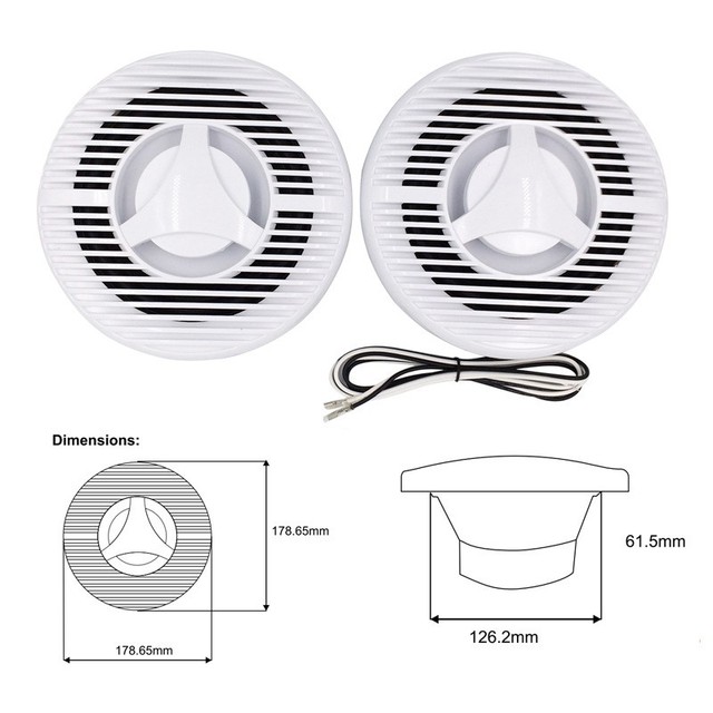 6.5 Inch Waterproof Marine Speaker 100W Speakers Weather Resistant Outdoor Boat Accessories