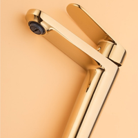 Robinet Mitigeur de Lavabo Minimaliste Moderne, Monocommande, à Bec Haut, à Poser sur le Plan, avec Valve en Céramique, Corps en Laiton Durable pour Meuble de Salle de Bain