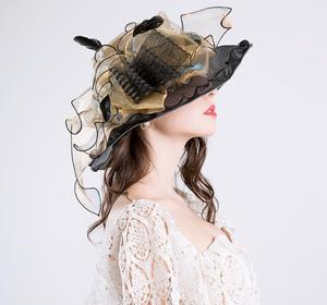 La mode élégante décore les femmes de Sinamay habillent des chapeaux d'église avec l'utilisation de plume: Décorer ou les adultes d'utilisation de partie KT-1635 teint par plaine - Product Image 2