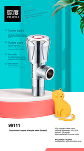 Messing Hoekklep Mechanische Controle Één Inlaat Twee Uitgangen Warm/Koud Water Modern Ontwerp Voor Thuis Hotel Commercieel Gebruikt - Product Image 4