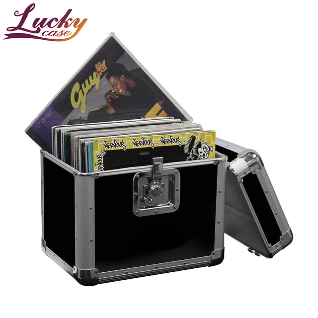 Silver Aluminum Vinyl Record Storage Box Portable LPs Carrying Case Hold 50 Vinyl Record Collect & Organizer With Lock