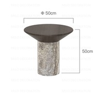 Table d'appoint ronde en marbre naturel travertin argenté