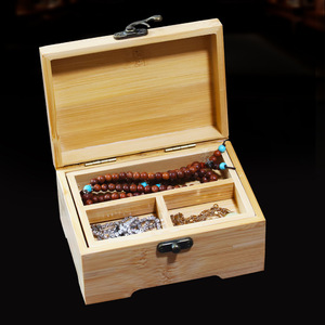 Bamboo Jewelry <b>Box</b> Double Layer Storage Organizer For Home Use With Traditional Craftsmanship - Product Image 3
