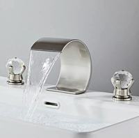 Robinet de salle de bain moderne de luxe en laiton massif avec cartouche céramique, double poignée à boule de cristal, mitigeur eau chaude/froide pour chambre à coucher