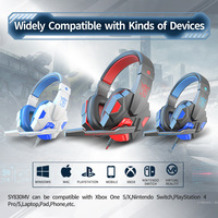 Headphone game lampu LED, Headset Bass Surround USB peredam kebisingan dengan Mic untuk komputer PS4 P