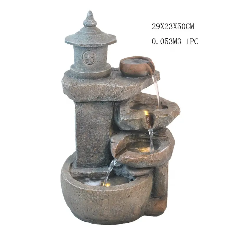 Oriental pagoda style fengshui waterfall fountain home garden item