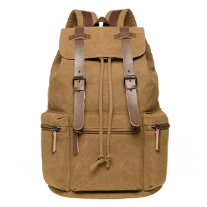 Custom 2025 Vintage Large Travel Bag Thick Canvas Drawstring School <b>Backpack</b> <b>Waterproof</b> Anti-theft Laptop <b>Backpacks</b> - Product Image 1