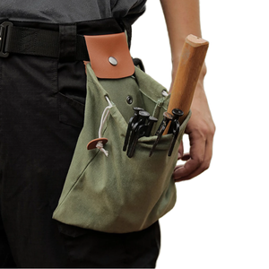 Bolsa de lona para herramientas, bolsa de almacenamiento para acampar al aire libre, con correa de cuero, color verde - Product Image 1