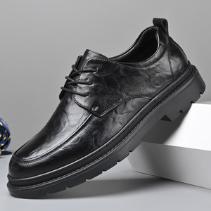 รองเท้าหนังผู้ชายแบบลำลองสำหรับธุรกิจ รองเท้าแบบผูกเชือกสีดำ พื้นนุ่ม รองเท้าทำงาน รองเท้าทางการ สำหรับวัยรุ่นอายุ 18-40 ปี - Product Image 1