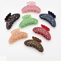 Grampos de cabelo de acrílico para mulheres, garras de strass de cristal de luxo, atacado, eco amigável, 9.5cm