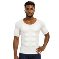 Gilet de compression pectorale pour hommes, gaine amincissante pour gynécomastie, contrôle de la taille, hauts en maille pour le ventre, muscles pectoraux artificiels réalistes
