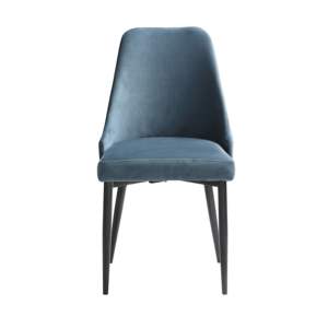 Lot de 2 chaises d'appoint DB Modern Sleek Design en tissu velours bleu avec pieds en métal finition noire pour meubles de salle à manger - Product Image 2