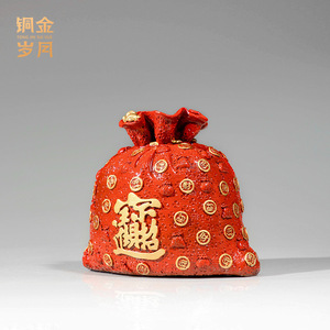 Bolsa de dinero de cobre estilo chino, adorno portátil de la riqueza para oficina, tienda o regalo. - Product Image 3