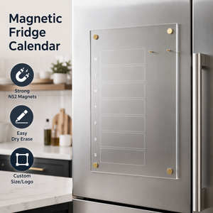 <span class=keywords><strong>Calendrier</strong></span> magnétique transparent en acrylique pour réfrigérateur, planificateur hebdomadaire et mensuel, tableau effaçable à sec avec 4 marqueurs pour l'organisation du réfrigérateur - Product Image 1